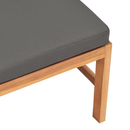 Vidaxl Sofá Central De Madera Maciza De Teca Con Cojines Gris Oscuro_4