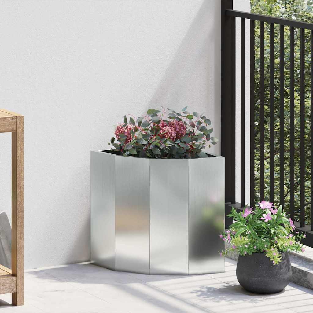 Macetero De Esquina Plateado 30 X 30 X 35 Cm Acero Galvanizado_1