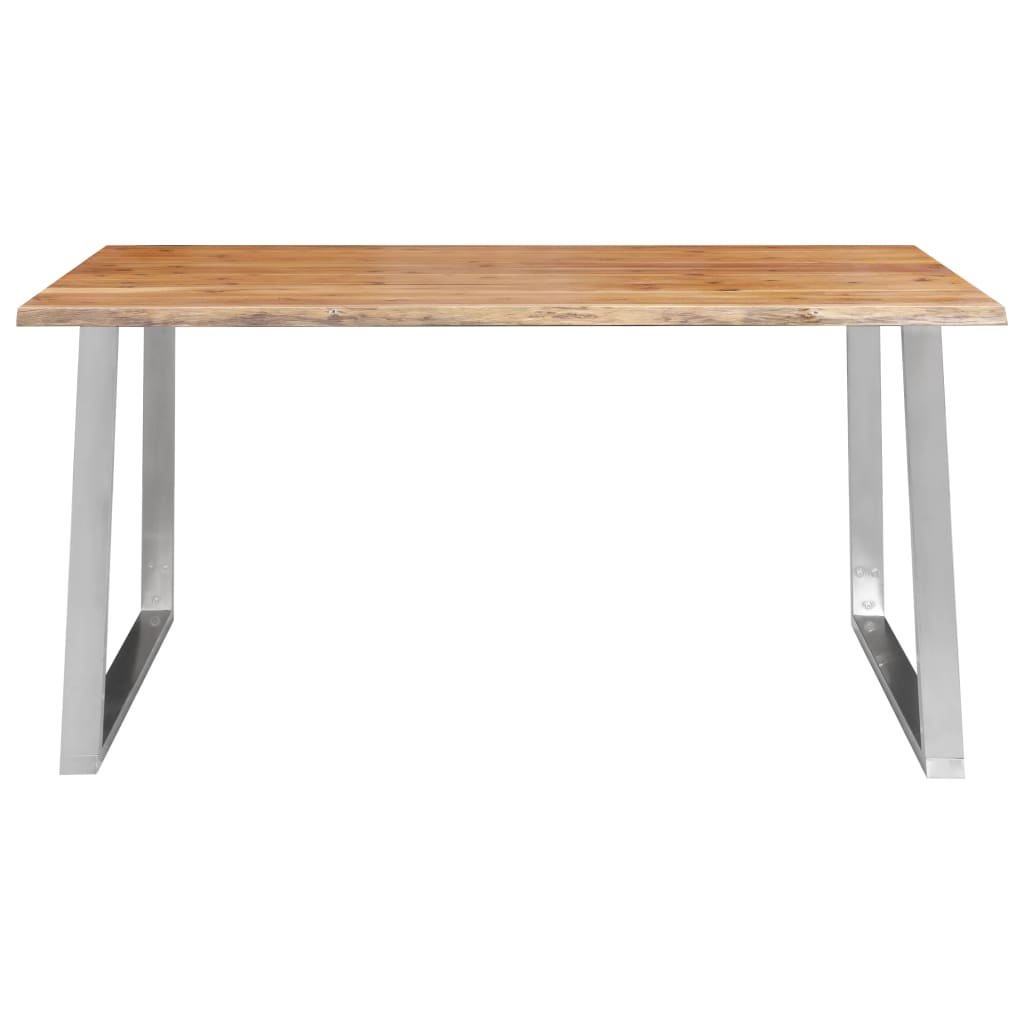 Mesa De Comedor Madera De Acacia Y Acero Inoxidable 160x80x75cm_0