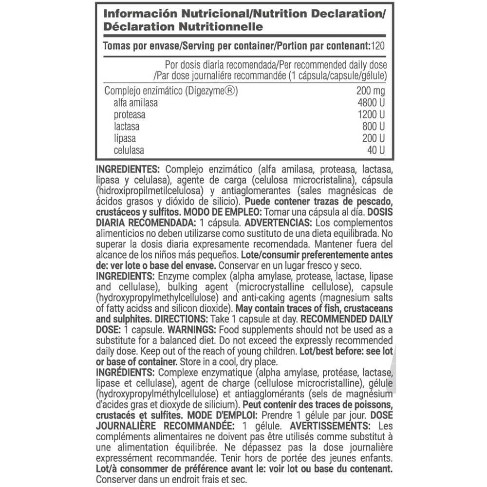 Enzimas Digestivas Digezyme® - 120 Cápsulas Vegetales - Aporta Energía - Masmusculo_4