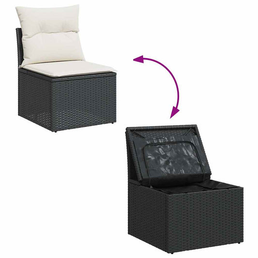 Set De Sofás De Jardín Con Cojines 9 Pzas Ratán Sintético Negro / Vetonek_0