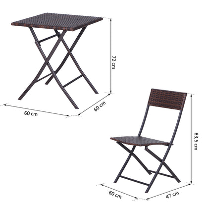 Outsunny Conjunto De 3 Piezas De Ratán 2 Sillas Y Mesa Plegable Diseño Trenzado_2