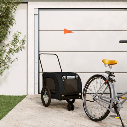 Vidaxl Remolque De Bicicleta Mascotas Hierro Tela Oxford Negro_1