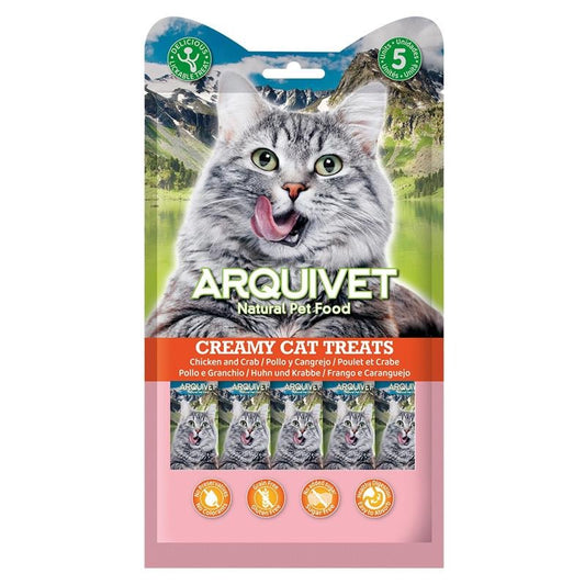 Creamy Cat Treats Snack cremoso de Salmón y Gambas Arquivet 5x14 g