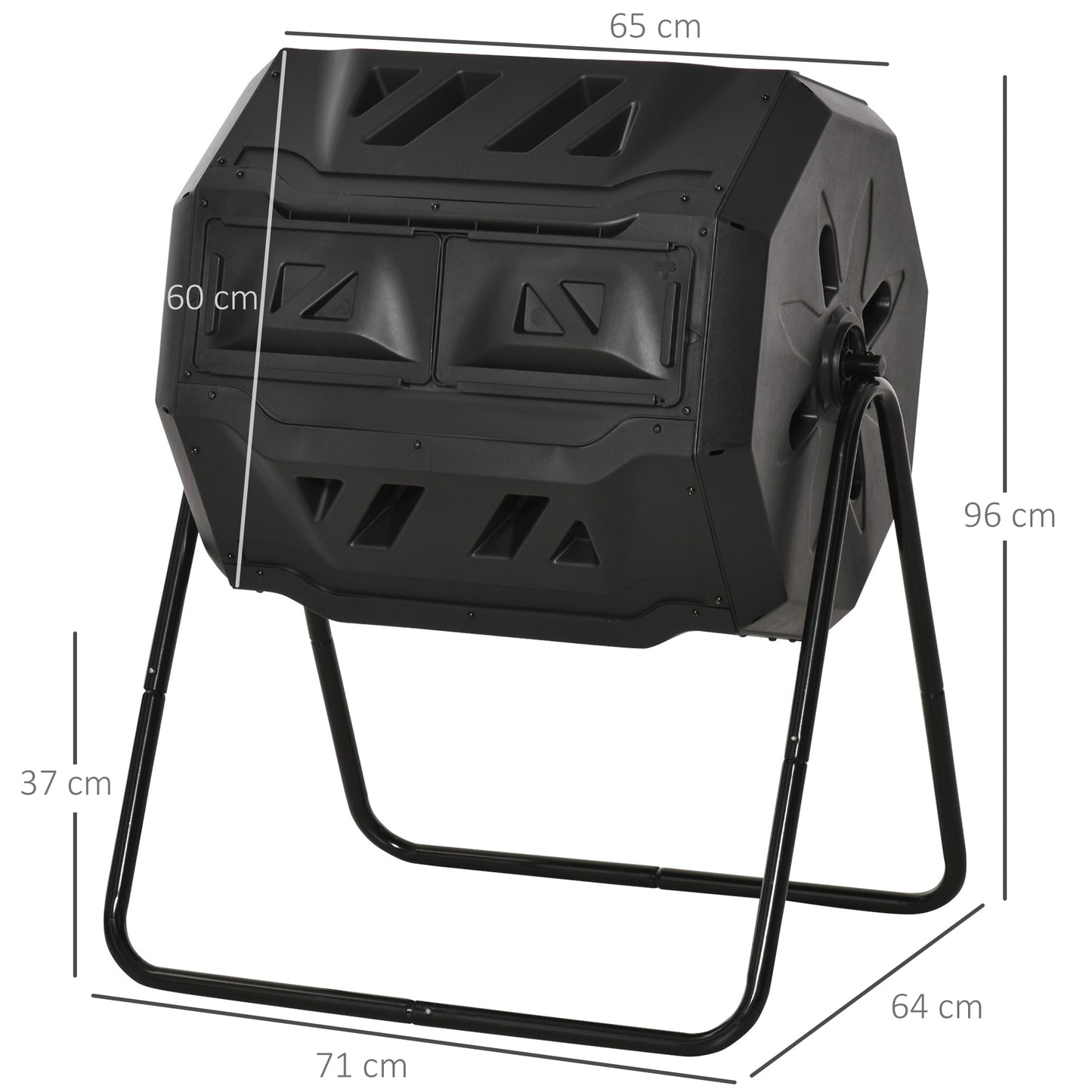 Outsunny Compostador De Tambor Giratorio 160l De Doble Cámara Marco De Acero_2