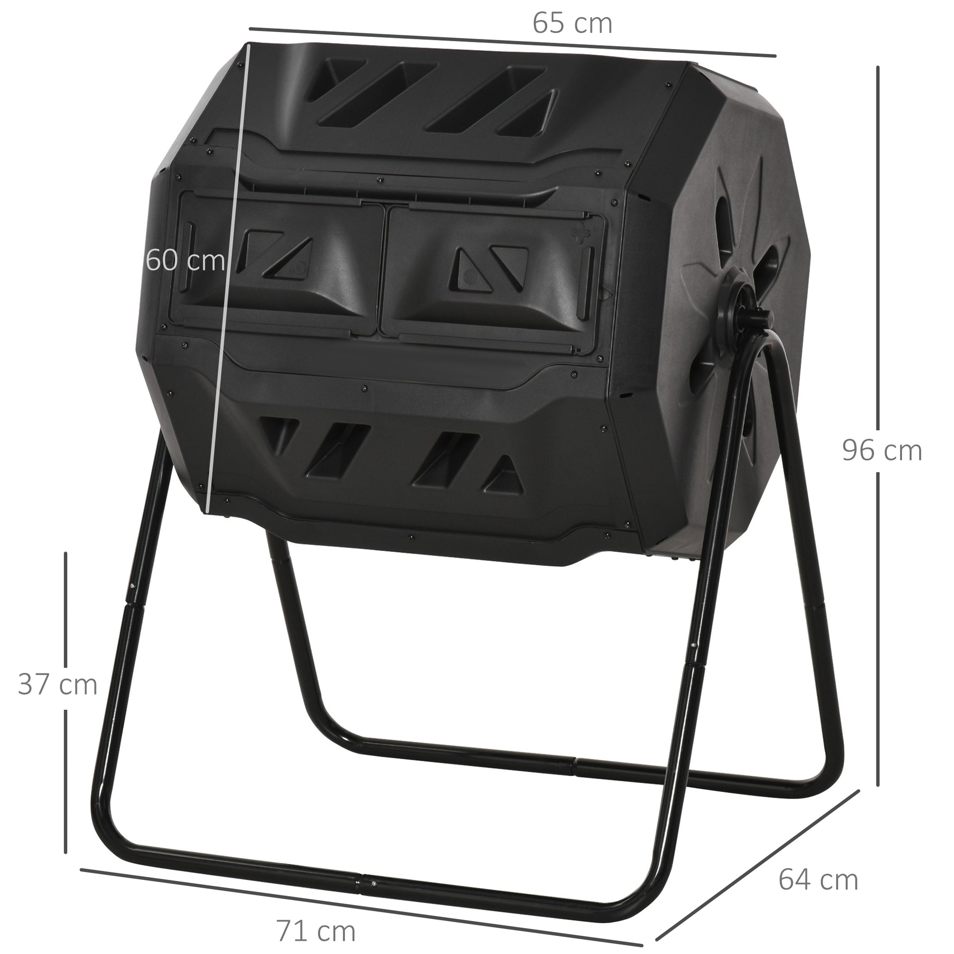Outsunny Compostador De Tambor Giratorio 160l De Doble Cámara Marco De Acero_2