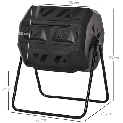 Outsunny Compostador De Tambor Giratorio 160l De Doble Cámara Marco De Acero_2