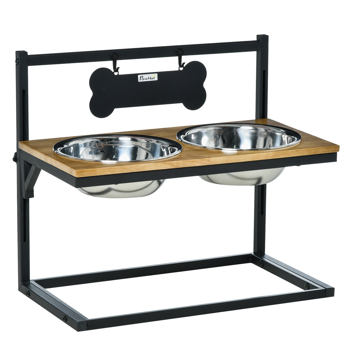 Pawhut Comedero Para Perros Elevado Ajustable Con 2 Cuencos De Acero Inoxidable_0