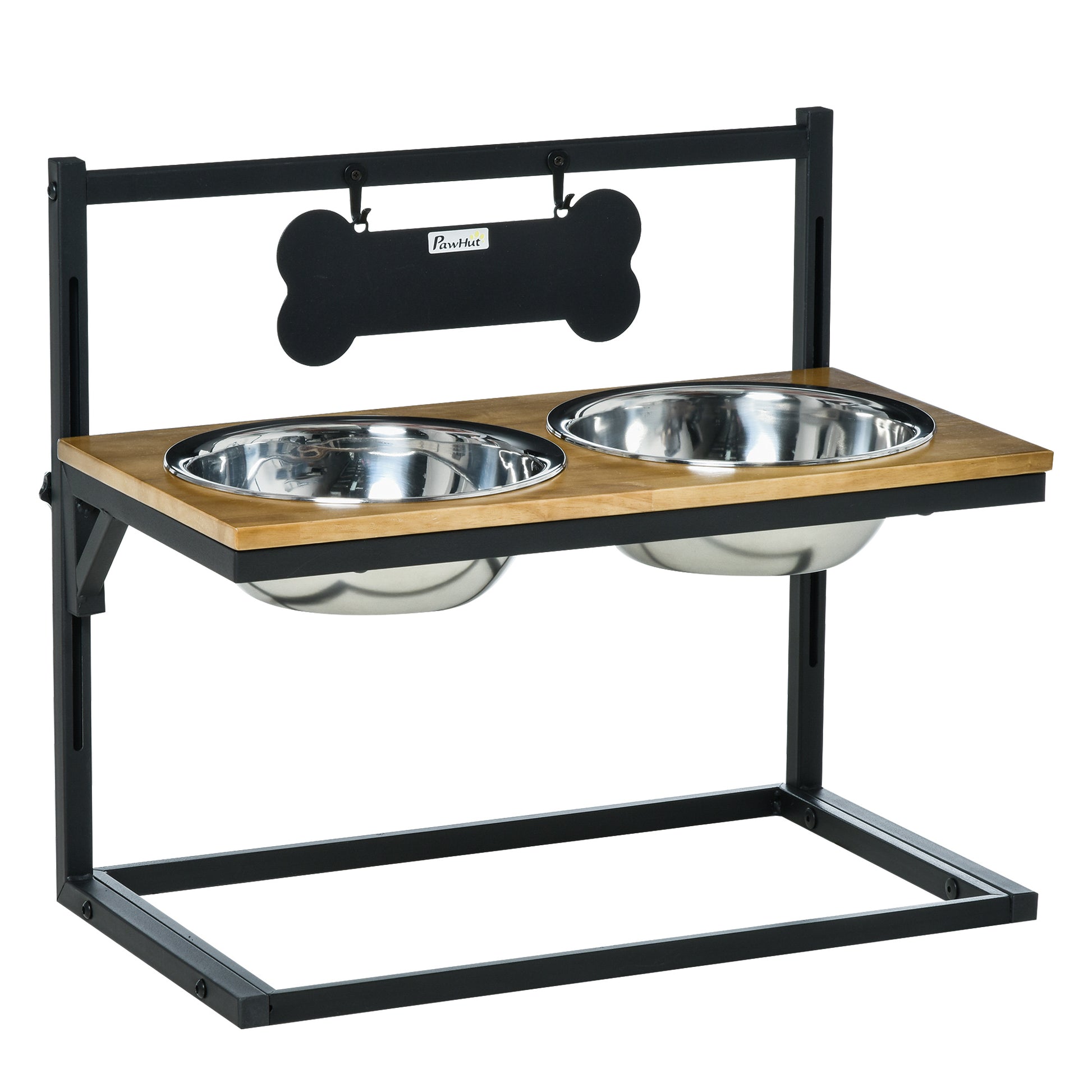 Pawhut Comedero Para Perros Elevado Ajustable Con 2 Cuencos De Acero Inoxidable_0