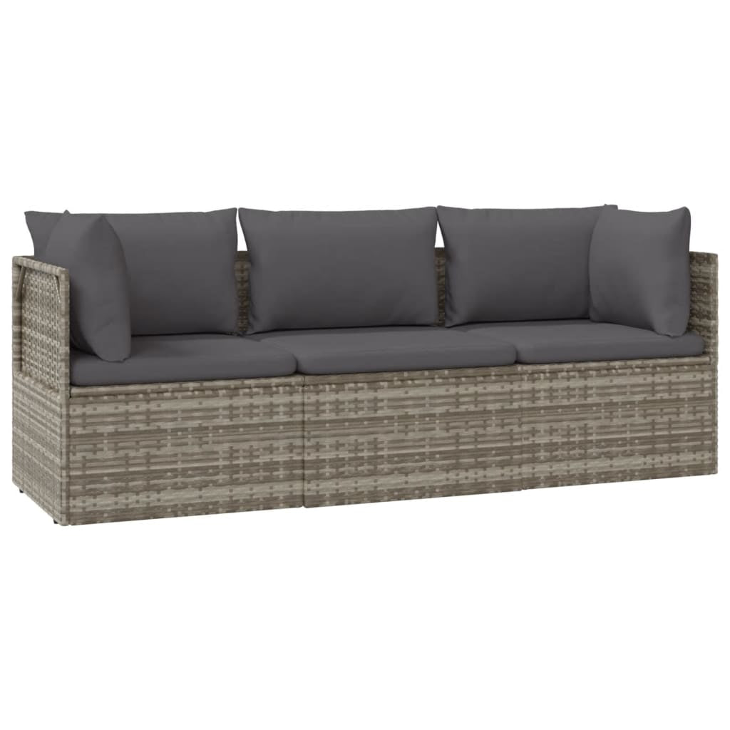 Vidaxl Set De Muebles De Jardín 3 Pzas Y Cojines Ratán Sintético Gris_0