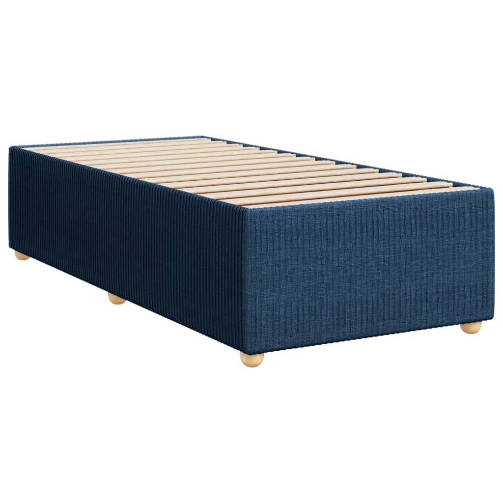 Cama Box Spring Con Colchón Tela Azul 100x200 Cm / Vetonek_3