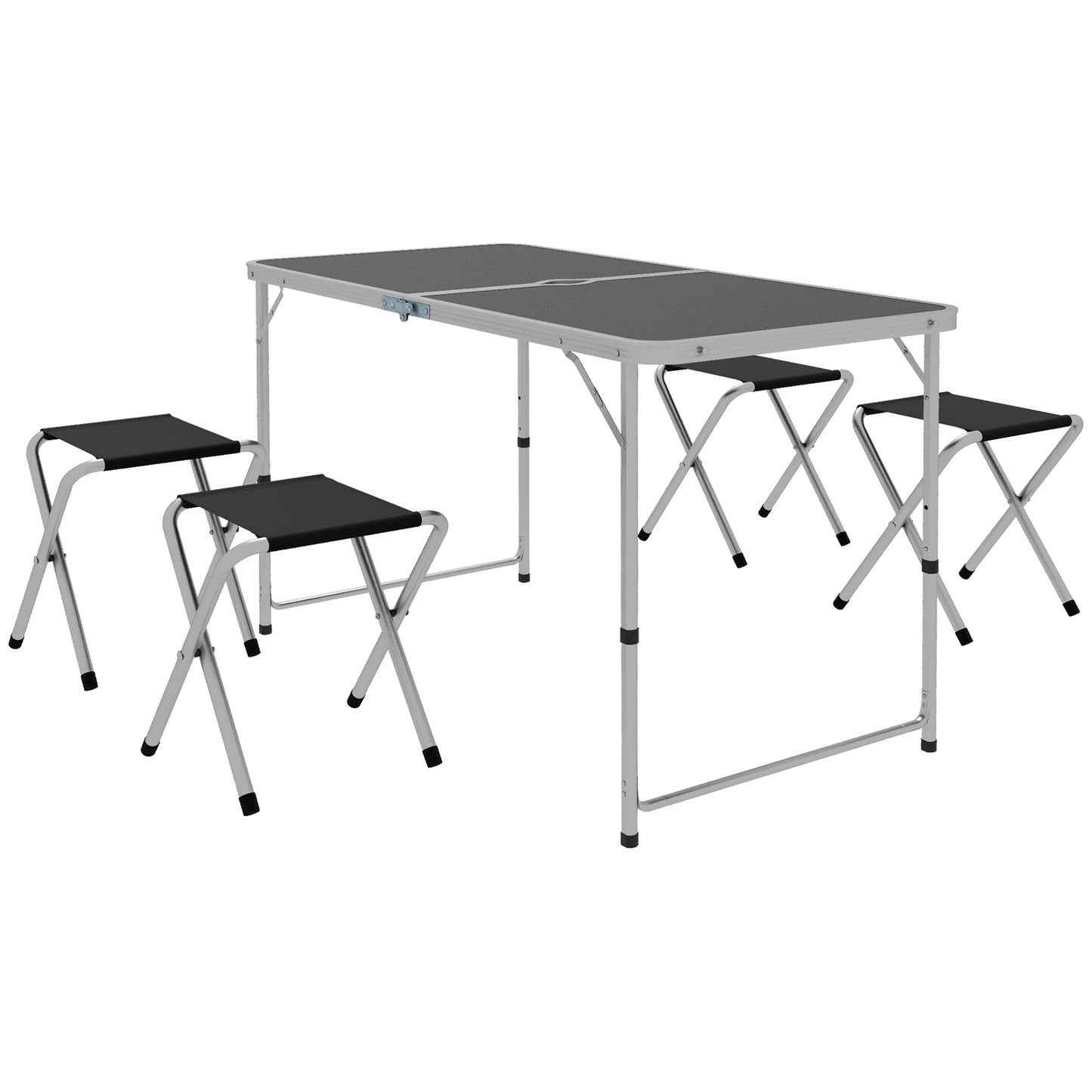 Outsunny Mesa Para Camping Plegable Con Sillas De 5 Piezas Negro_0