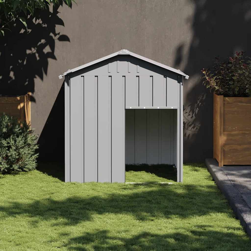 Caseta Perros Tejado Acero Galvanizado Gris Claro 117x103x123cm_1