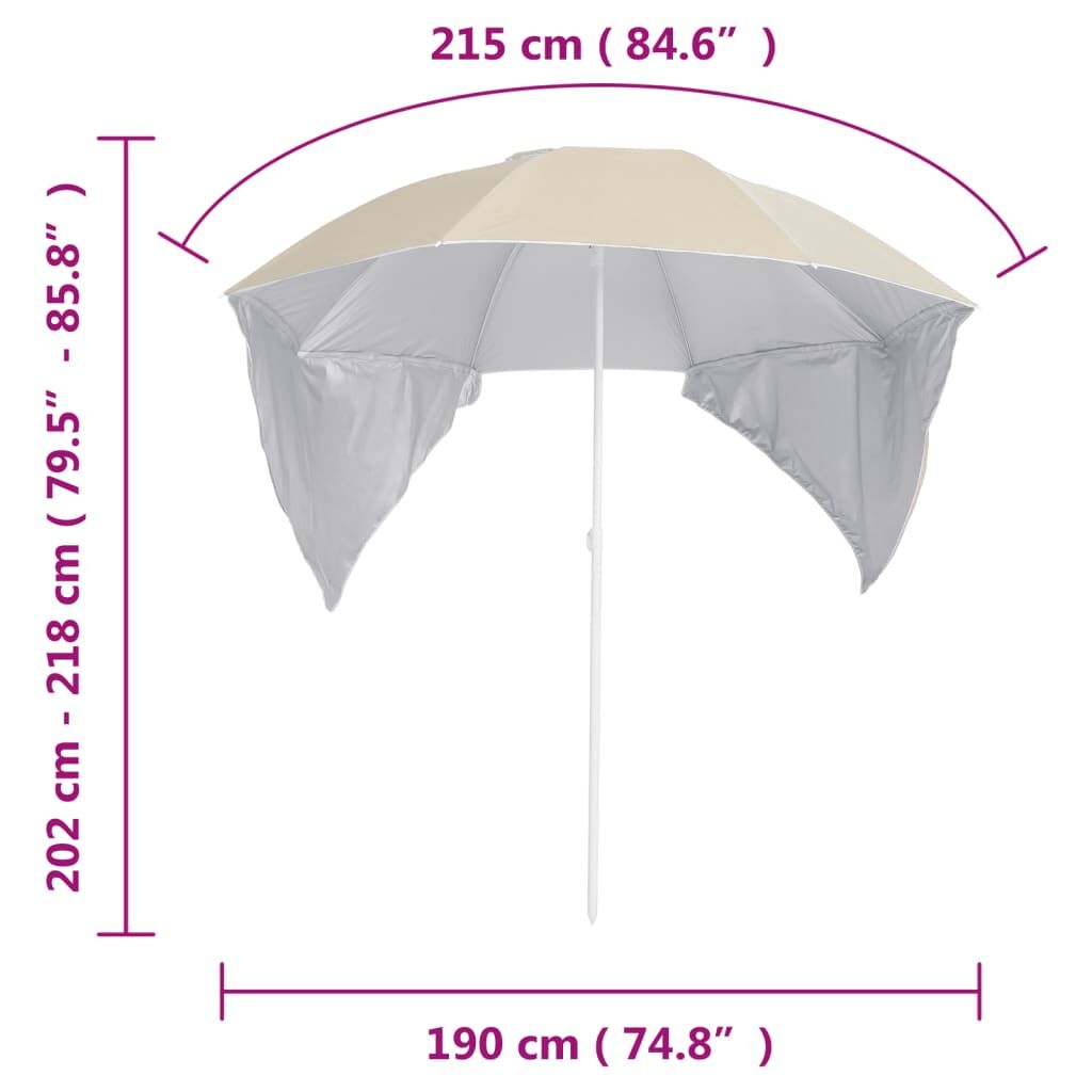 Vidaxl Sombrilla De Playa Con Paredes Laterales Arena 215 Cm_2