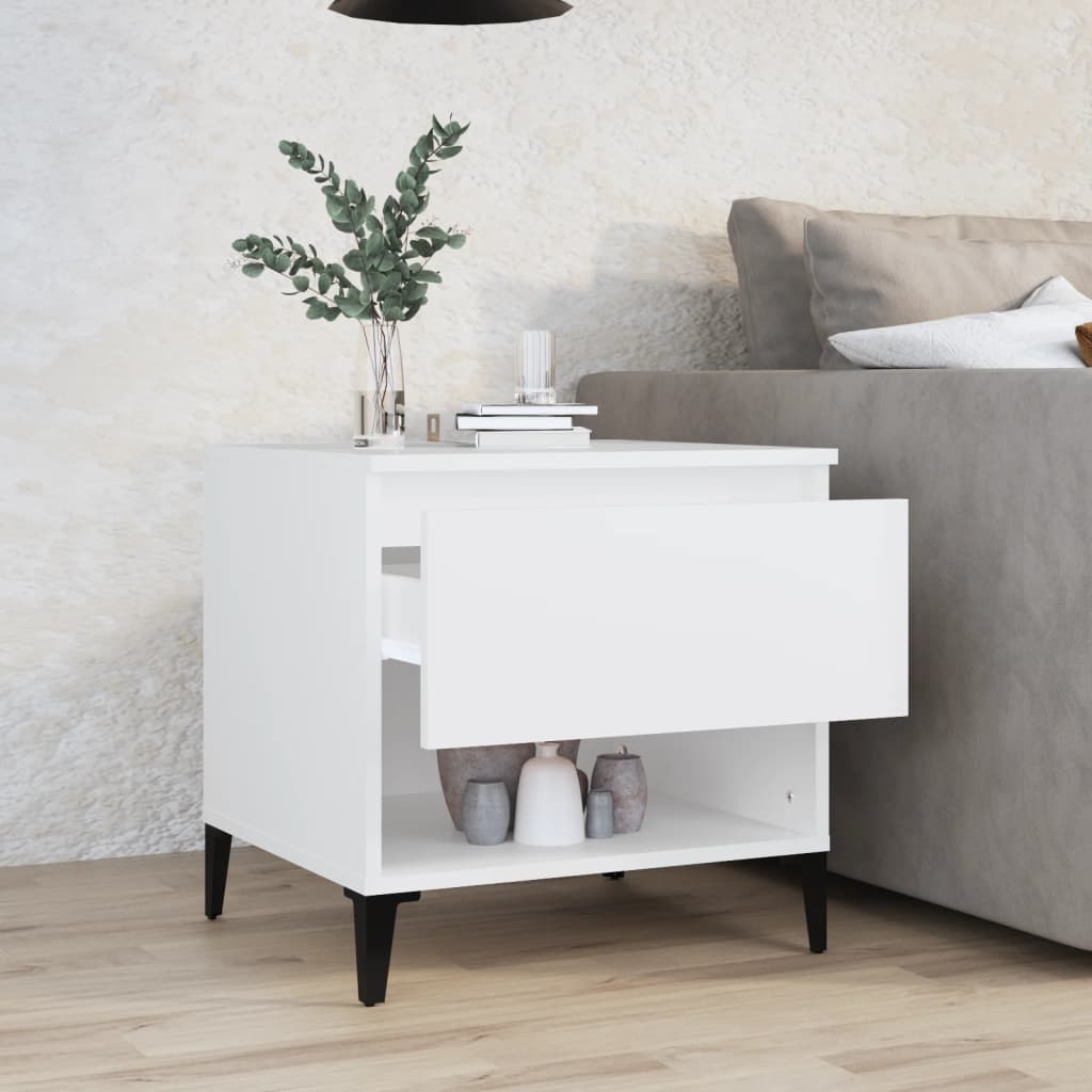 Mesa Auxiliar Madera Contrachapada Blanco 50x46x50 Cm_1