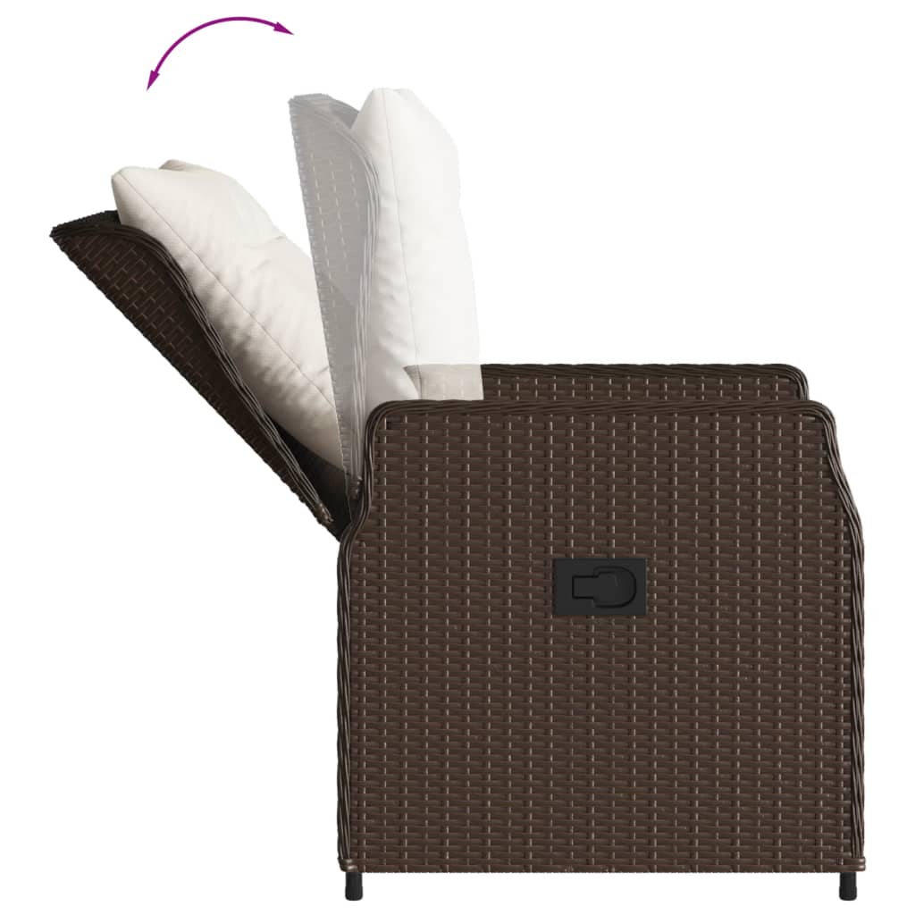 Set Comedor De Jardín 5 Piezas Y Cojines Ratán Sintético Marrón / Vetonek_5