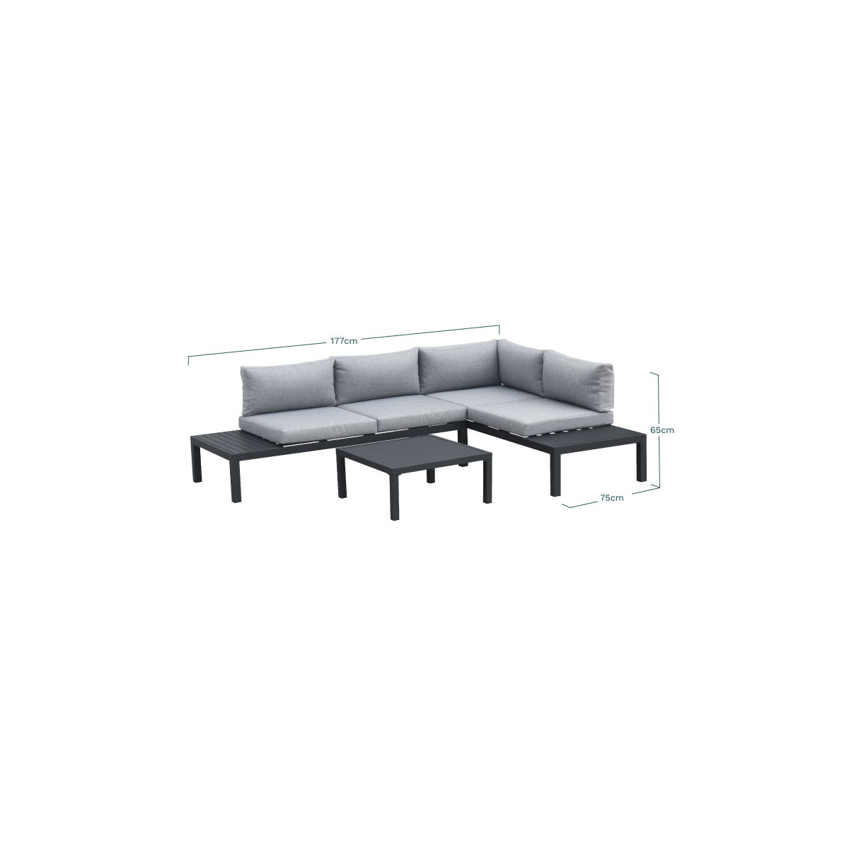 Manava Aluminio Gris Oscuro 5 Personas Esquina Set De Jardín 2 Sofás + 1 Mesa - Muebles De Jardín_2