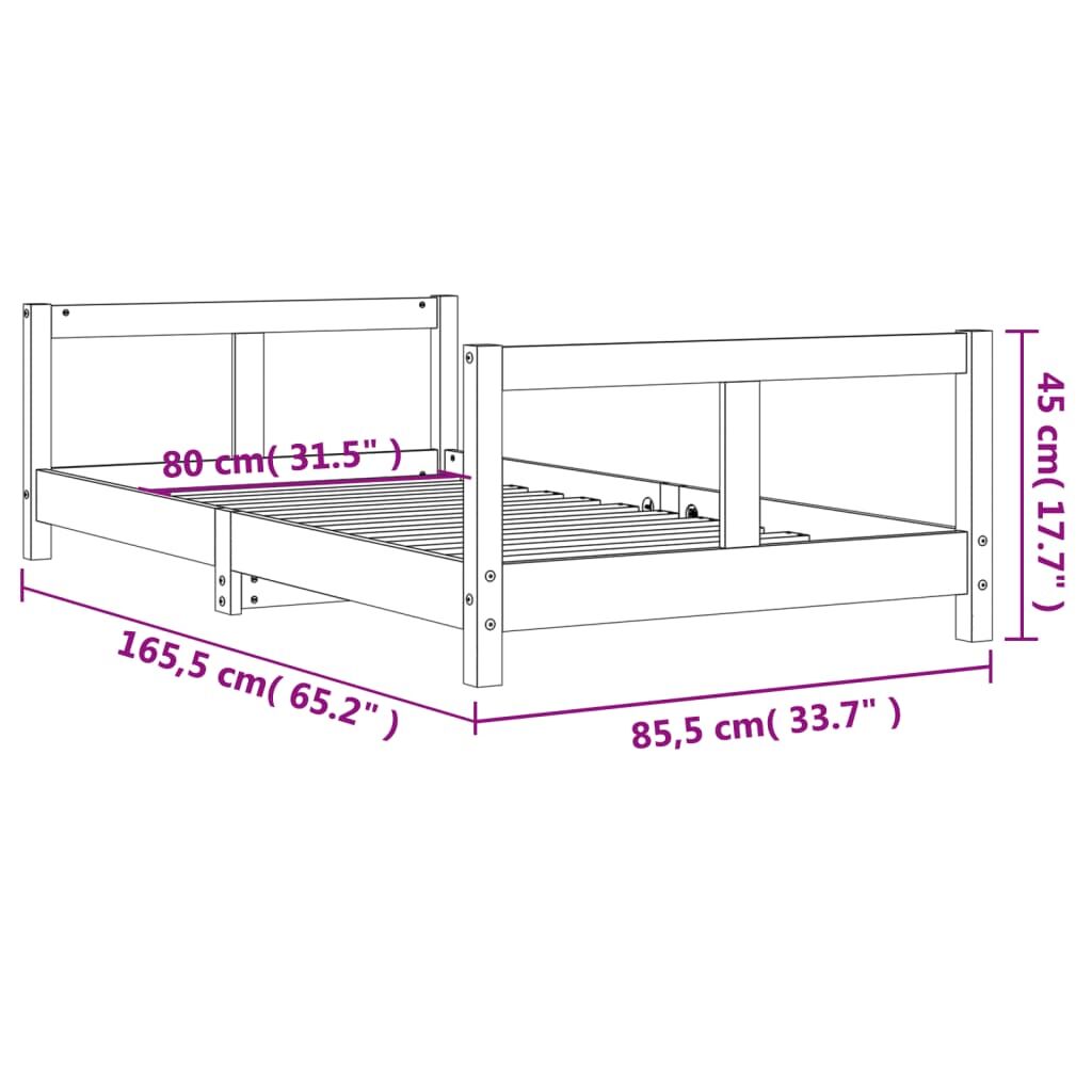 Vidaxl Estructura De Cama Para Niños Madera De Pino Blanco 80x160 Cm_2