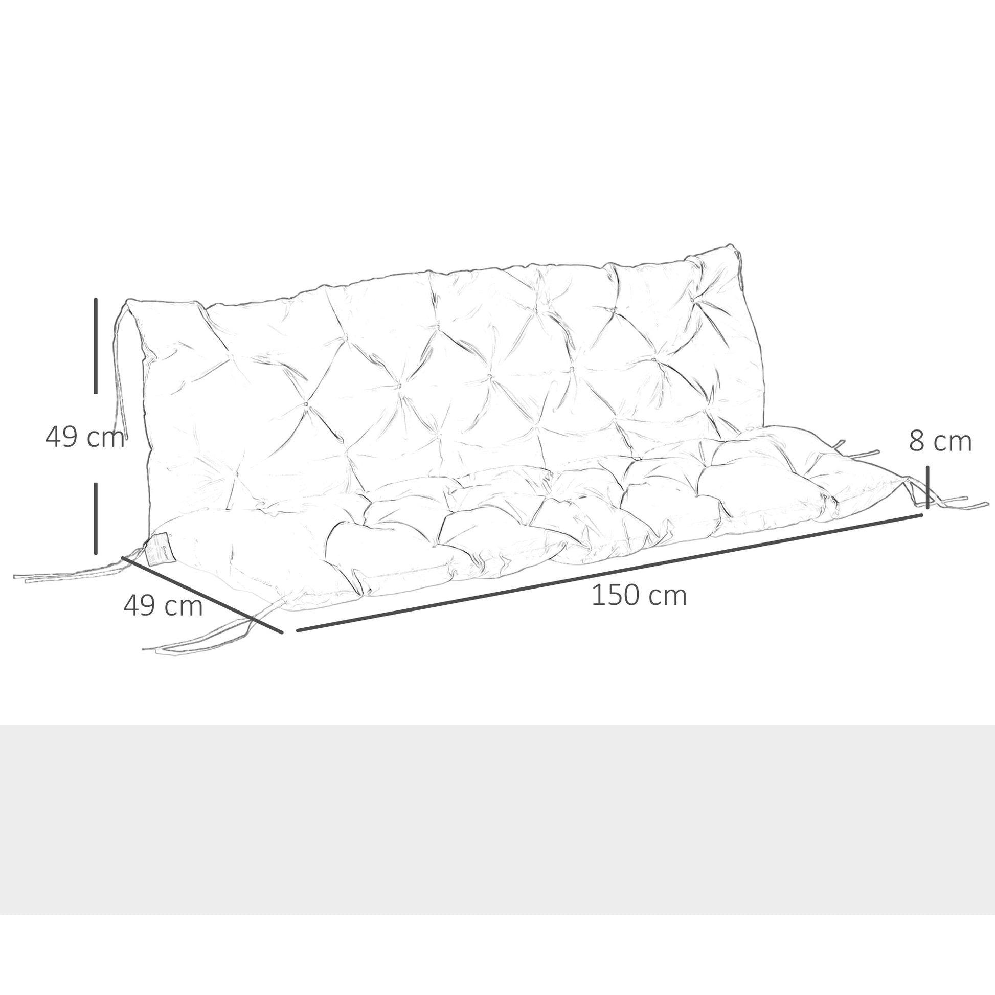 Outsunny Cojín Para Banco 3 Plazas Con Respaldo 150x98x8 Cm Para Jardín Terraza_2