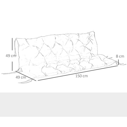 Outsunny Cojín Para Banco 3 Plazas Con Respaldo 150x98x8 Cm Para Jardín Terraza_2