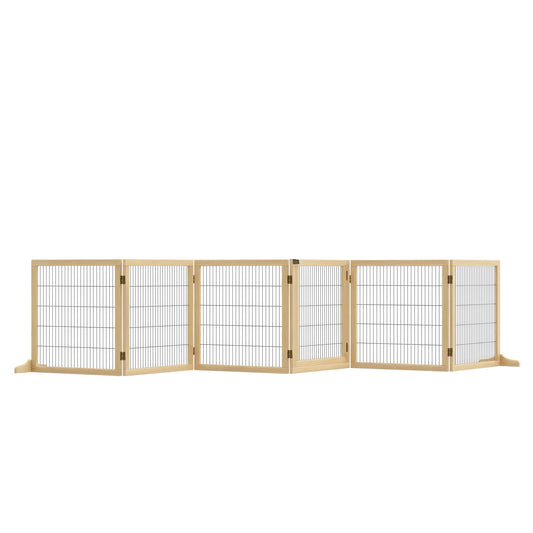 Pawhut Barrera De Seguridad Para Perros Plegable De Madera Con Soporte De Pie_0
