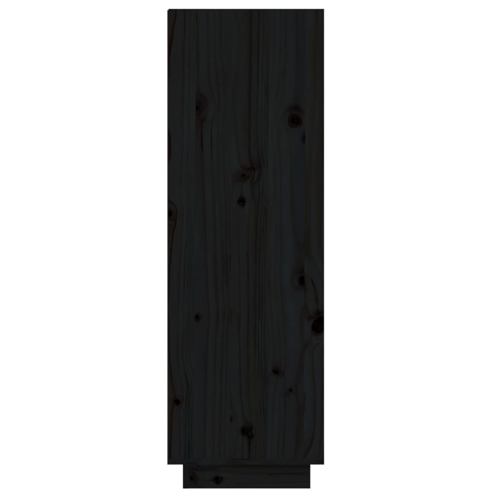 Armario Zapatero De Madera Maciza De Pino Negro 60x34x105 Cm / Vetonek_5