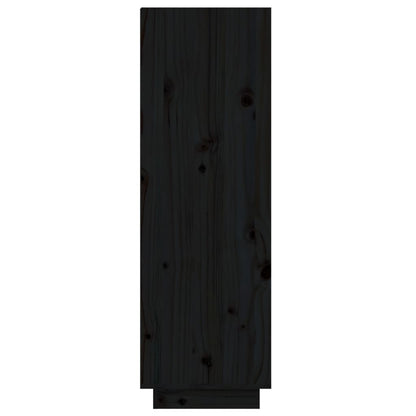 Armario Zapatero De Madera Maciza De Pino Negro 60x34x105 Cm / Vetonek_5