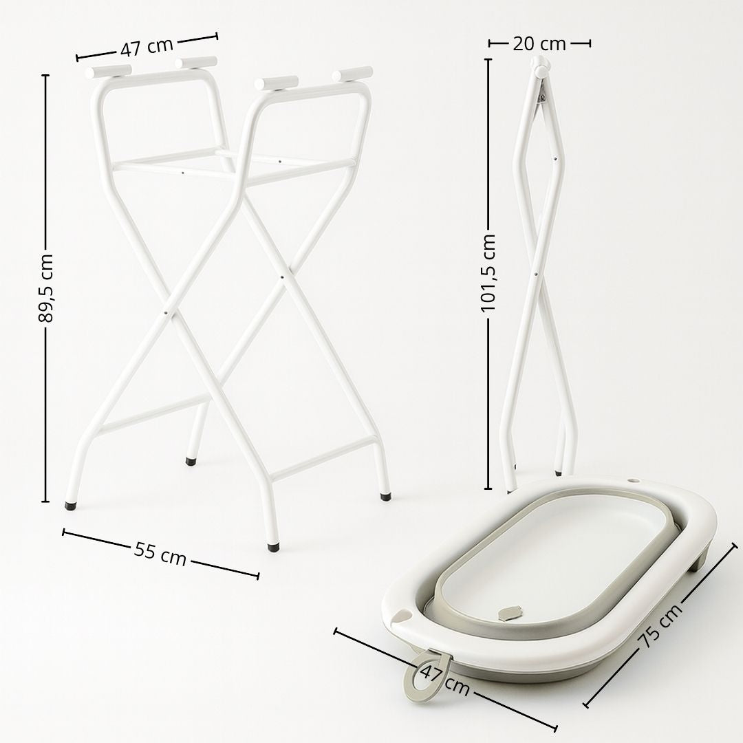 Bañera Bebé Gris Con Cojín, Termómetro Y Soporte Plegable, Segura Y Compacta Para Recién Nacidos Bathby_5