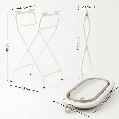Bañera Bebé Gris Con Cojín, Termómetro Y Soporte Plegable, Segura Y Compacta Para Recién Nacidos Bathby_5