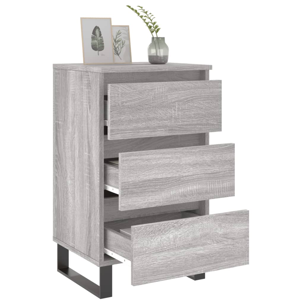 Mesita De Noche 2 Uds Madera Ingeniería Gris Sonoma 40x35x69 Cm_2
