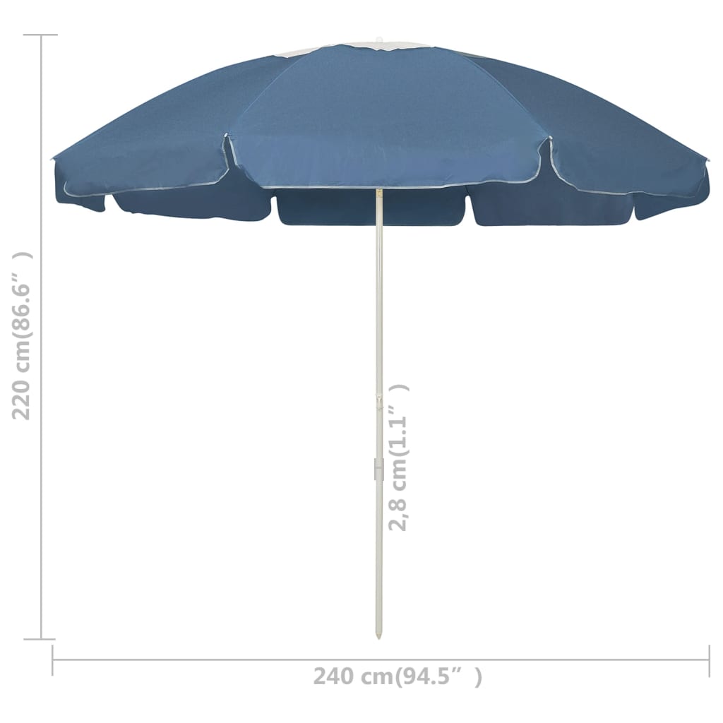 Sombrilla De Playa Azul 240 Cm_4