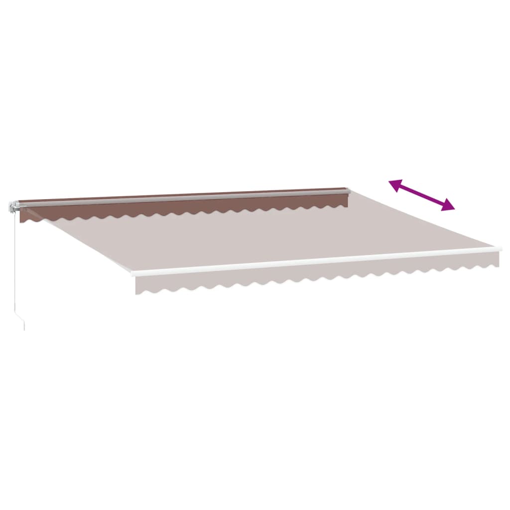 Toldo Retráctil Manual Con Luces Led Marrón 500x350 Cm_5