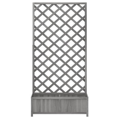 Jardinera Con Enrejado Gris 90x35x180 Cm Madera Maciza De Abeto_4