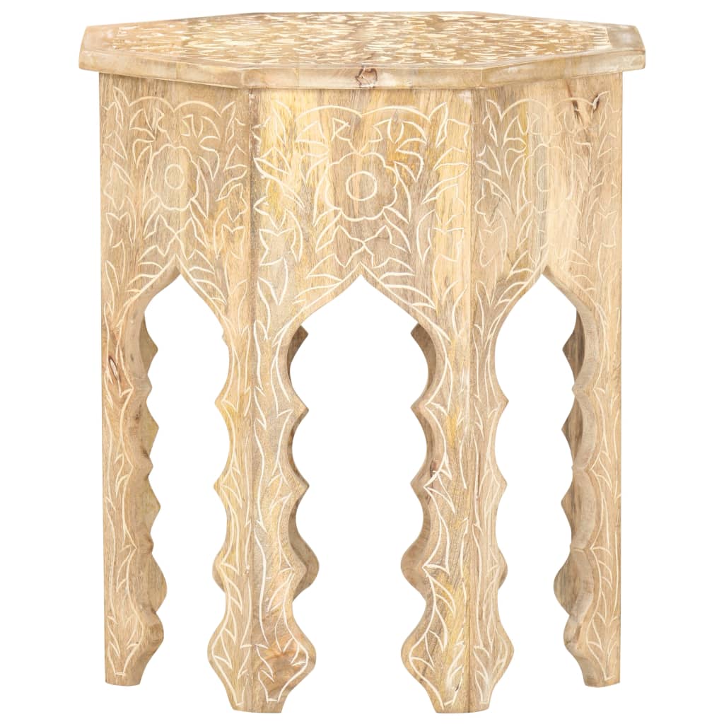 Mesa Auxiliar De Madera Maciza De Mango Ø48 Cm_0