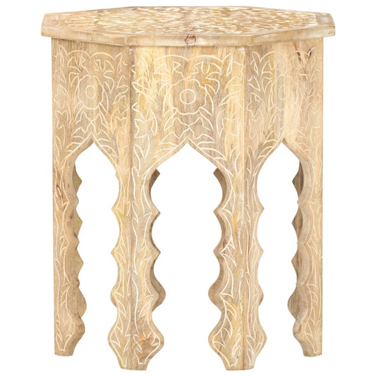 Mesa Auxiliar De Madera Maciza De Mango Ø48 Cm_0