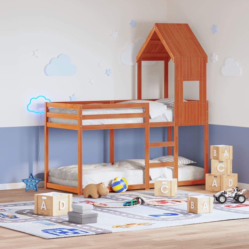 Techo De Cama Infantil Madera Maciza Pino Marrón 55x84x132 Cm_1