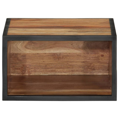 Mesita De Noche De Pared Madera Maciza Acacia 35x35x20 Cm_0