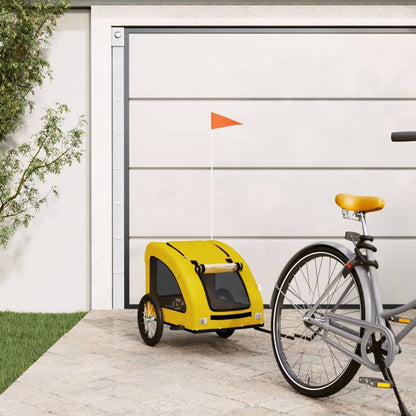 Vidaxl Remolque De Bicicleta Mascotas Hierro Tela Oxford Amarillo_1