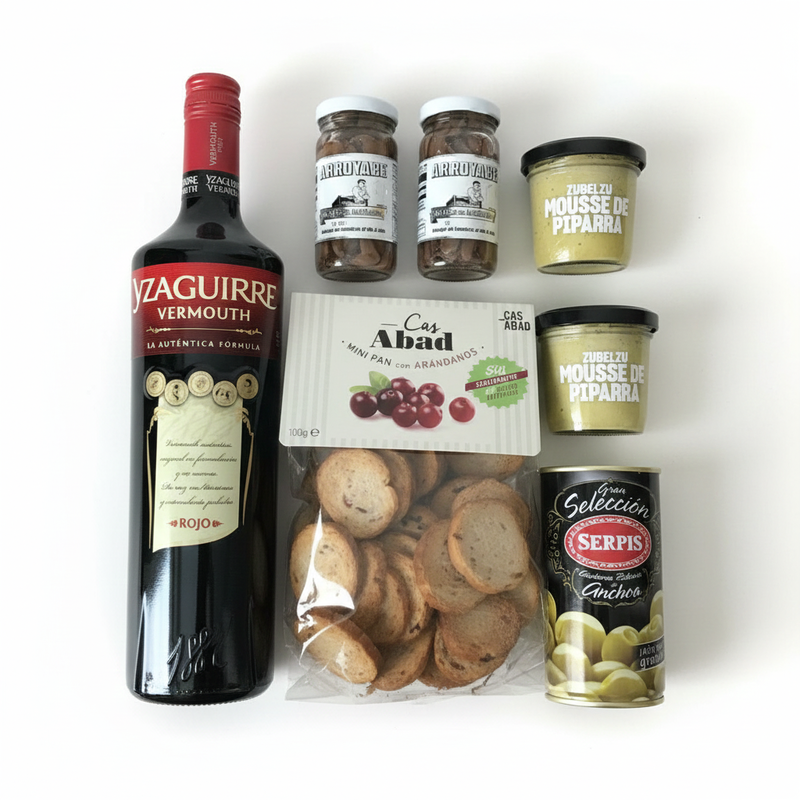 Pack Vermut + anchoas + mousse de piparra + aceitunas + biscotes_0
