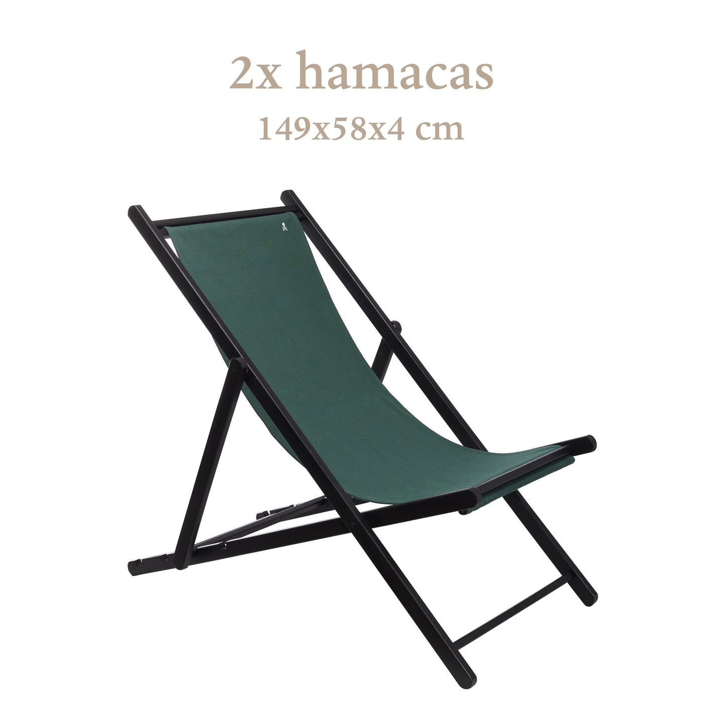 Set De 2 Hamacas Plegables De Madera De Haya, Verde Oscuro, Wengué, Sin Brazos - Scalpers_1