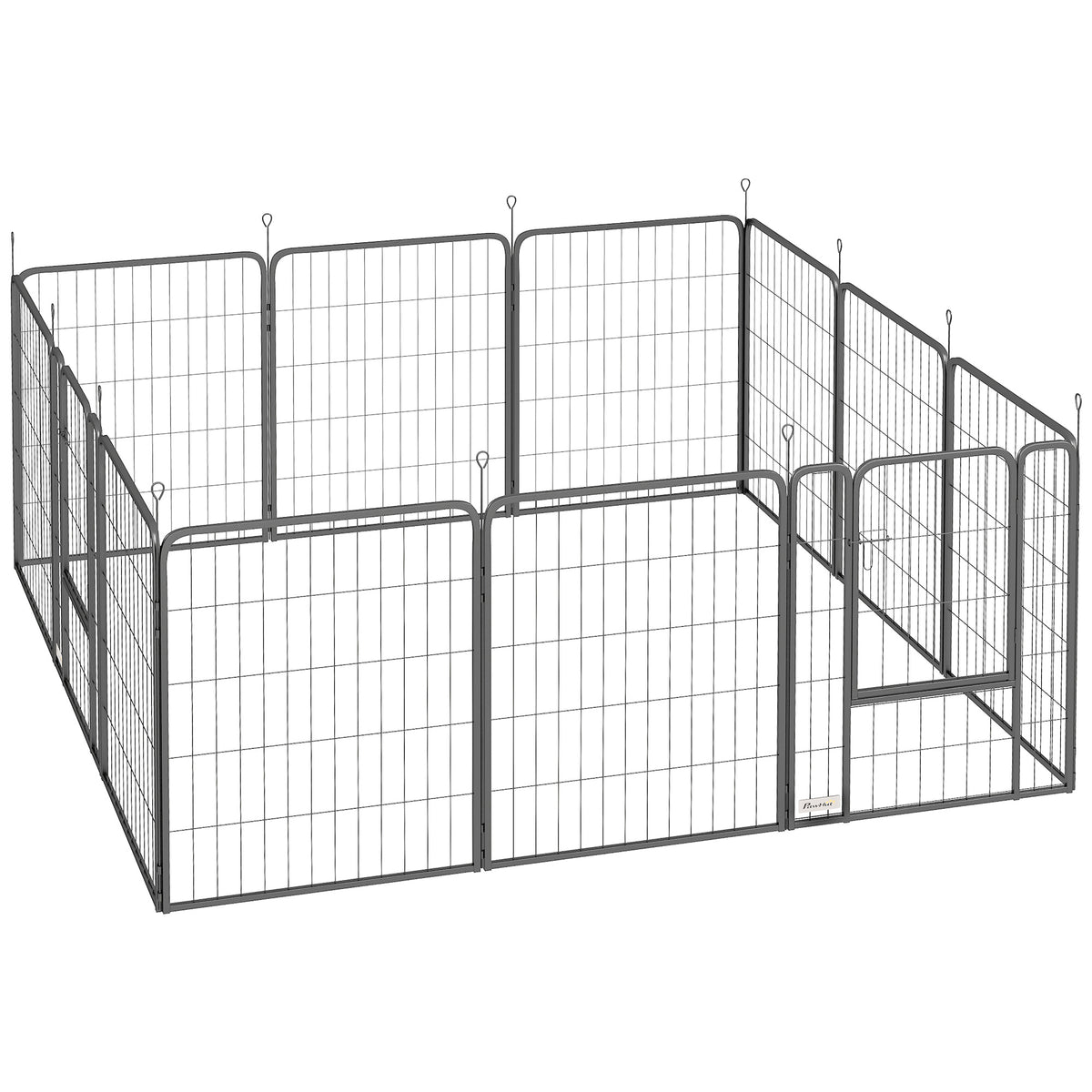 Pawhut Parque Para Perros De 12 Paneles 68x80 Cm Con Puertas Y Cierre Negro_0