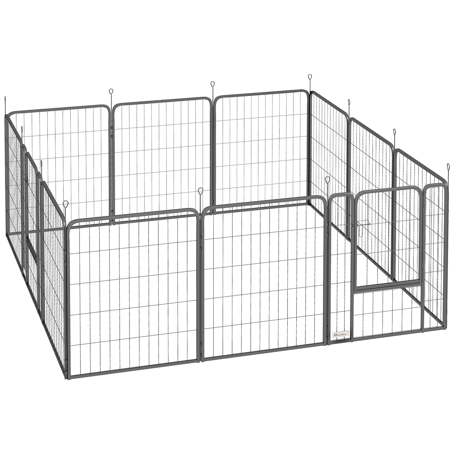 Pawhut Parque Para Perros De 12 Paneles 68x80 Cm Con Puertas Y Cierre Negro_0