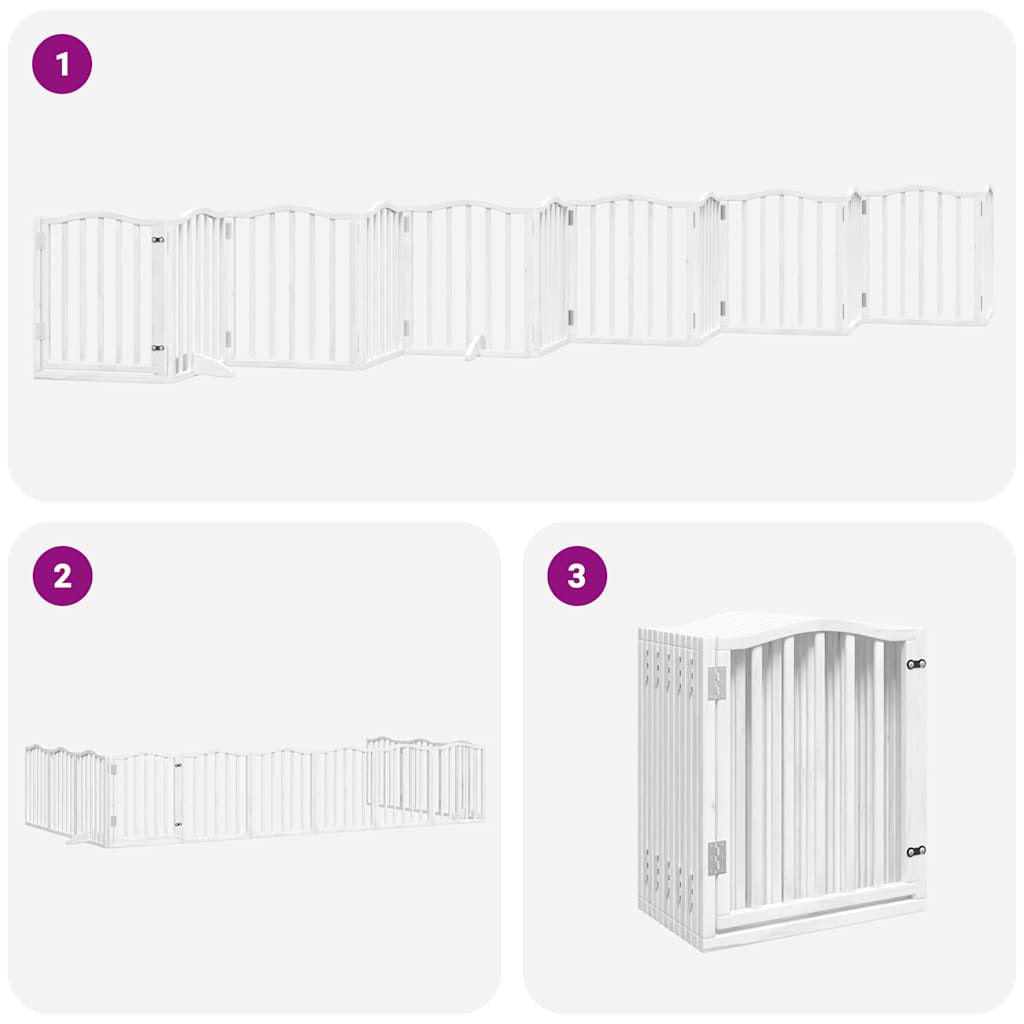 Vidaxl Puerta De Perros Plegable 12 Paneles Madera Álamo Blanca 600 Cm_4
