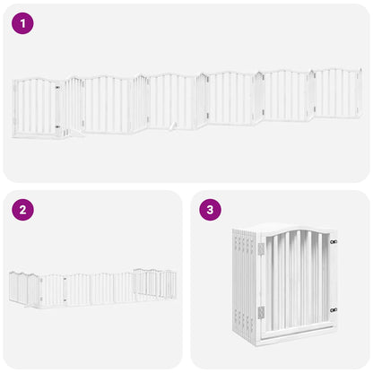 Vidaxl Puerta De Perros Plegable 12 Paneles Madera Álamo Blanca 600 Cm_4