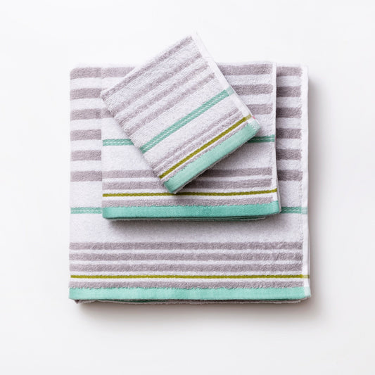 Set 3pc Toalla De Baño (tocador 30x50cm + Manos 50x90cm + Baño 70x140cm) 450gsm 100% Algodón Blanco Con Rayas Rainbow Be_0