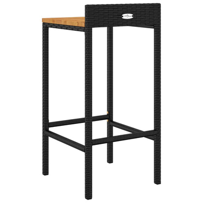 Taburetes Altos 2 Uds Madera De Acacia Y Ratán Sintético Negro_4