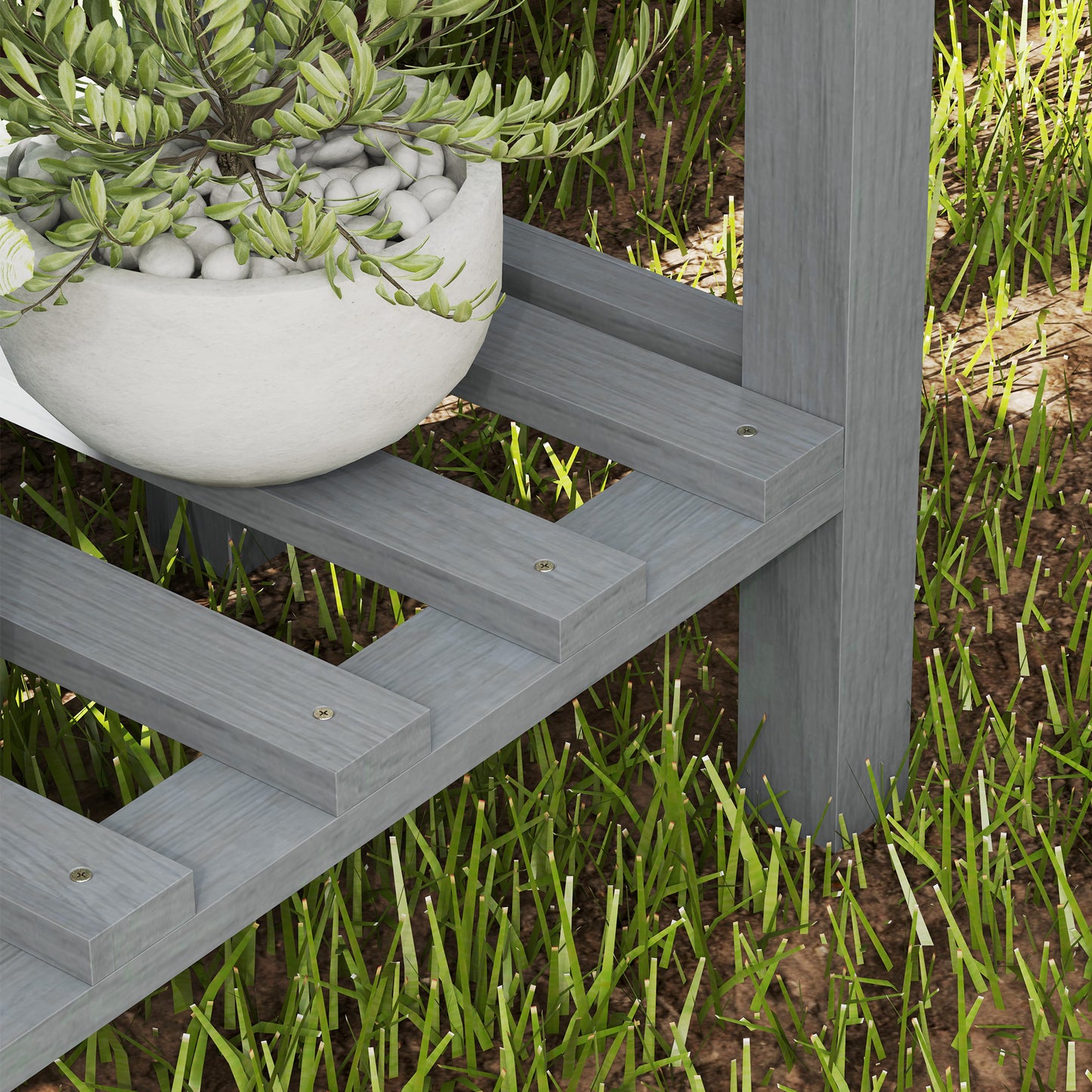 Outsunny Huerto Urbano De Madera Con Estante 100x30x70,5 Cm Gris_4