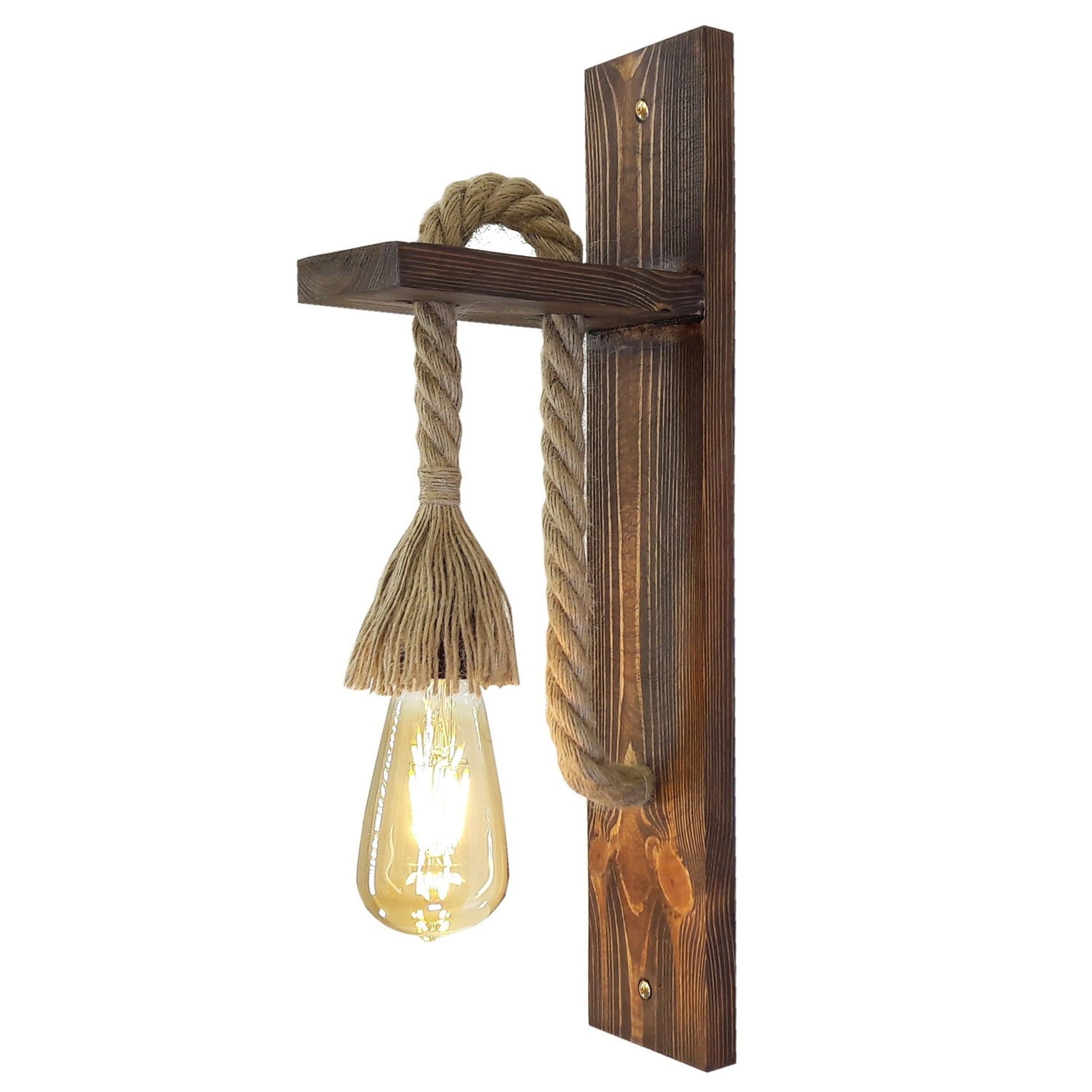 Aplique De Pared, 100% Pino Macizo , Nogal, 45x9x17, Casquillo 1 X E 27 Max 40 W_0