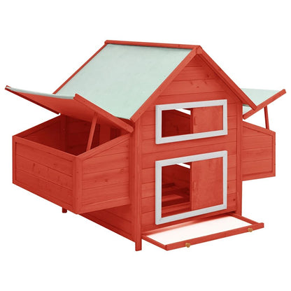 Vidaxl Gallinero Madera Maciza De Abeto Rojo Y Blanco 150x96x110 Cm_1