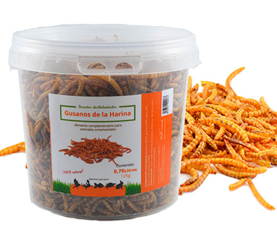 Gusanos y tenebrios deshidratados (700g) para reptiles, aves y mamíferos. Fuente natural de proteínas._0